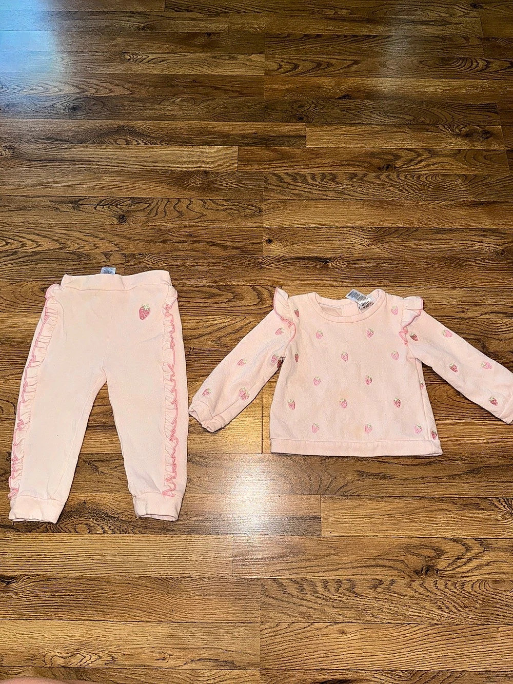 Nicole Miller New York Strawberry Print Matching Set Baby 18M Pink